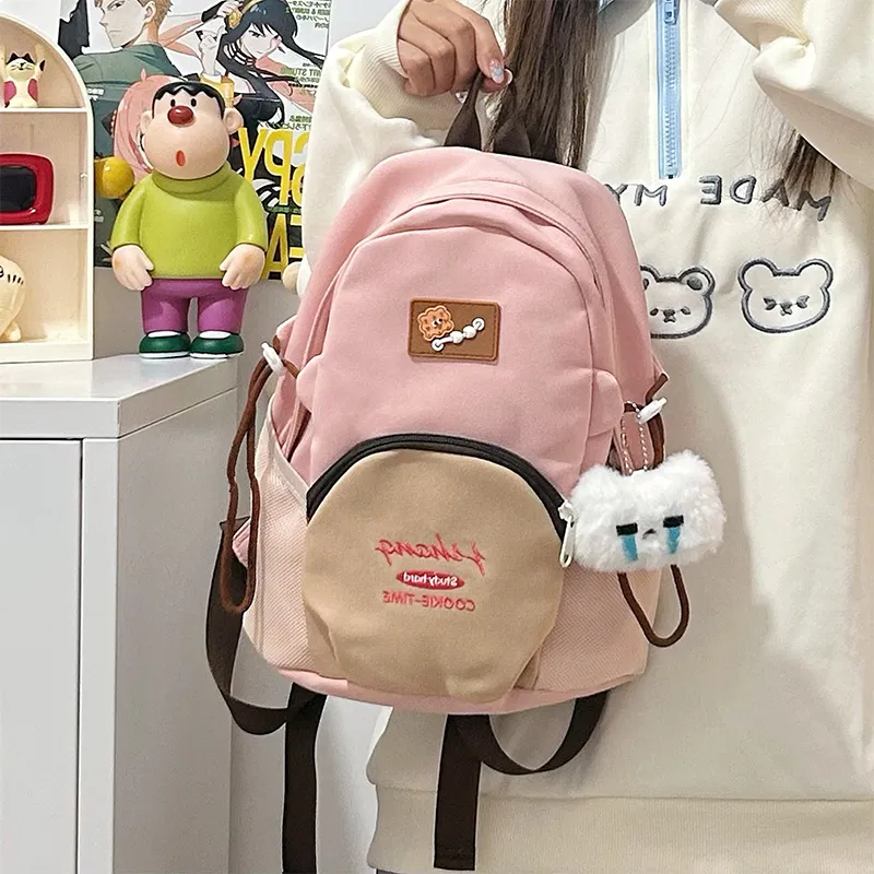 URBAN FOREST Nylon Backpack Large Size Unisex Blue/Pink/Black/White-11