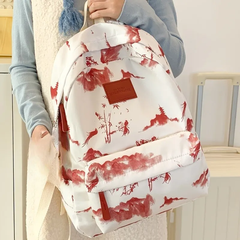 URBAN FOREST Composite Cloth Backpack Unisex Red/Gray Green/Pink-4