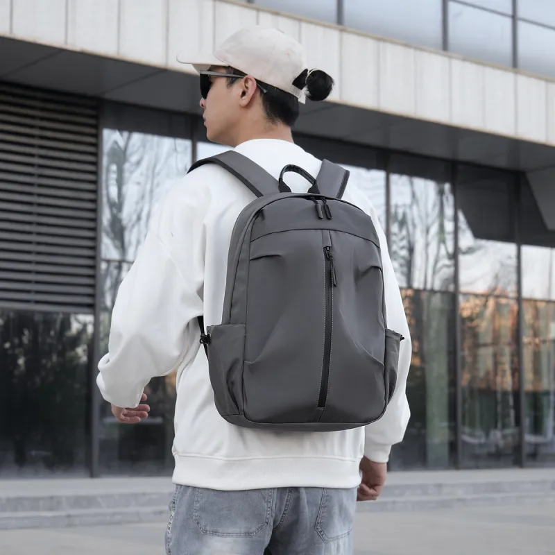 URBAN FOREST Nylon Backpack Unisex Dark Gray, Black-2