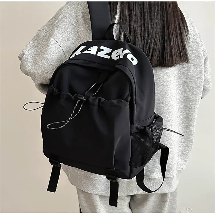 URBAN FOREST Nylon Backpack Unisex Gray/Black/Orange/Pink-7