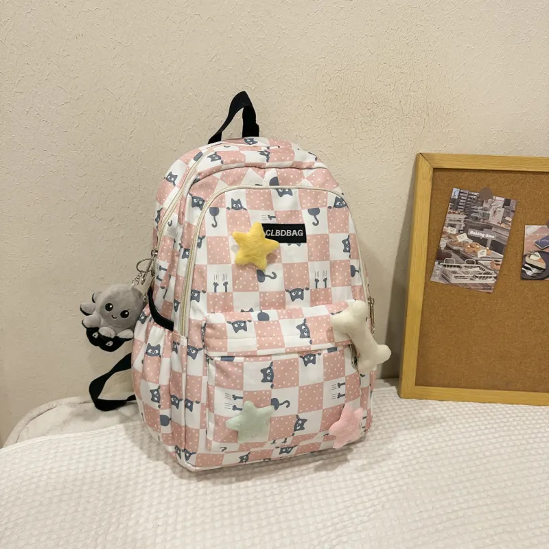 URBAN FOREST Nylon Backpack Women's Black/Pink/Khaki/Green-7