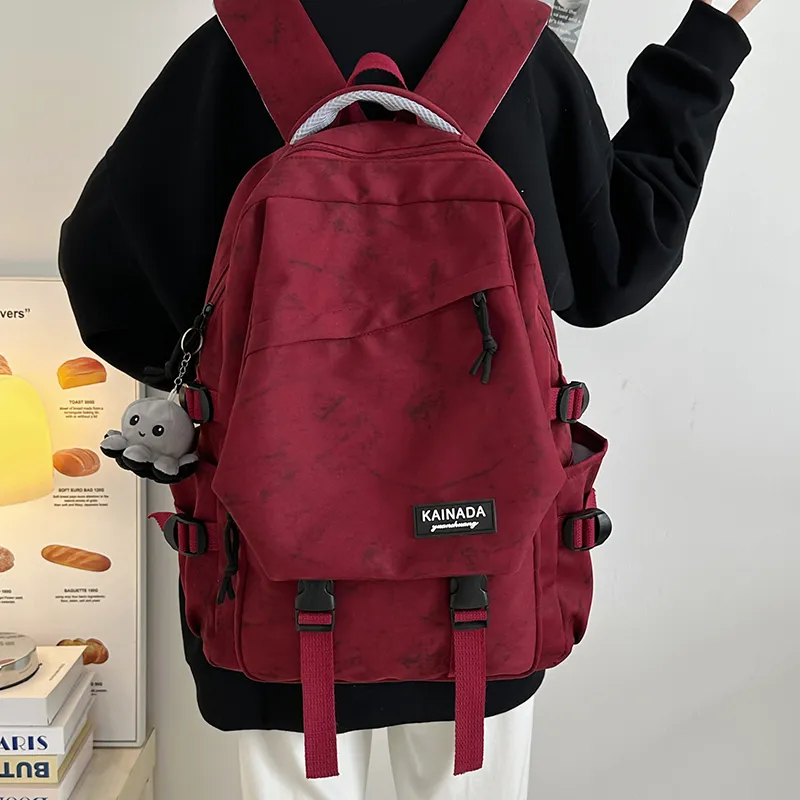 URBAN FOREST Nylon Backpack Unisex Ecru/Black/Burgundy/Green-14