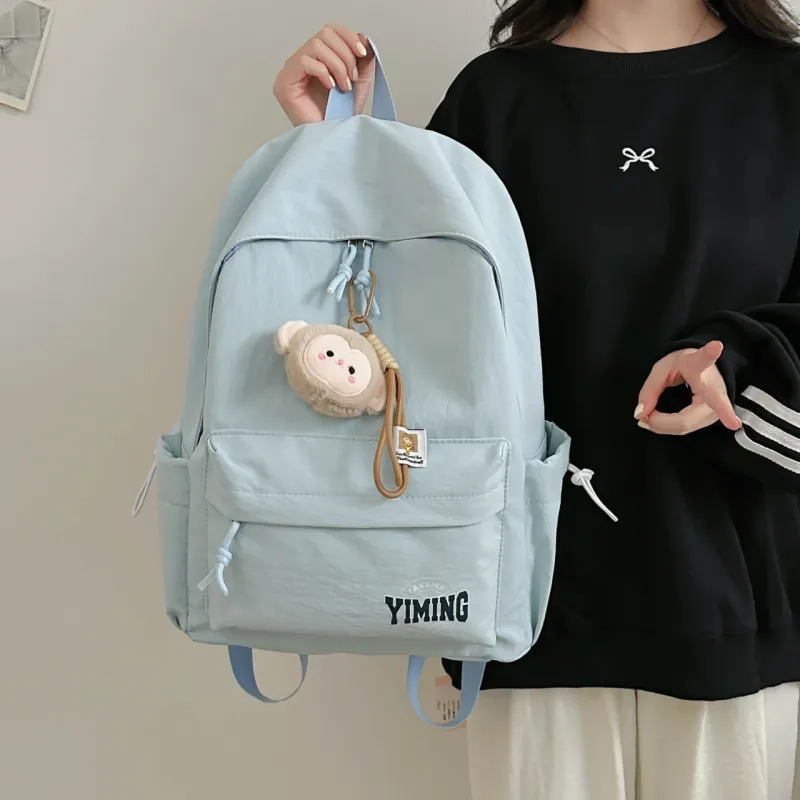 URBAN FOREST Nylon Backpack Unisex Pink/Light Blue/Burgundy/Black/White-6
