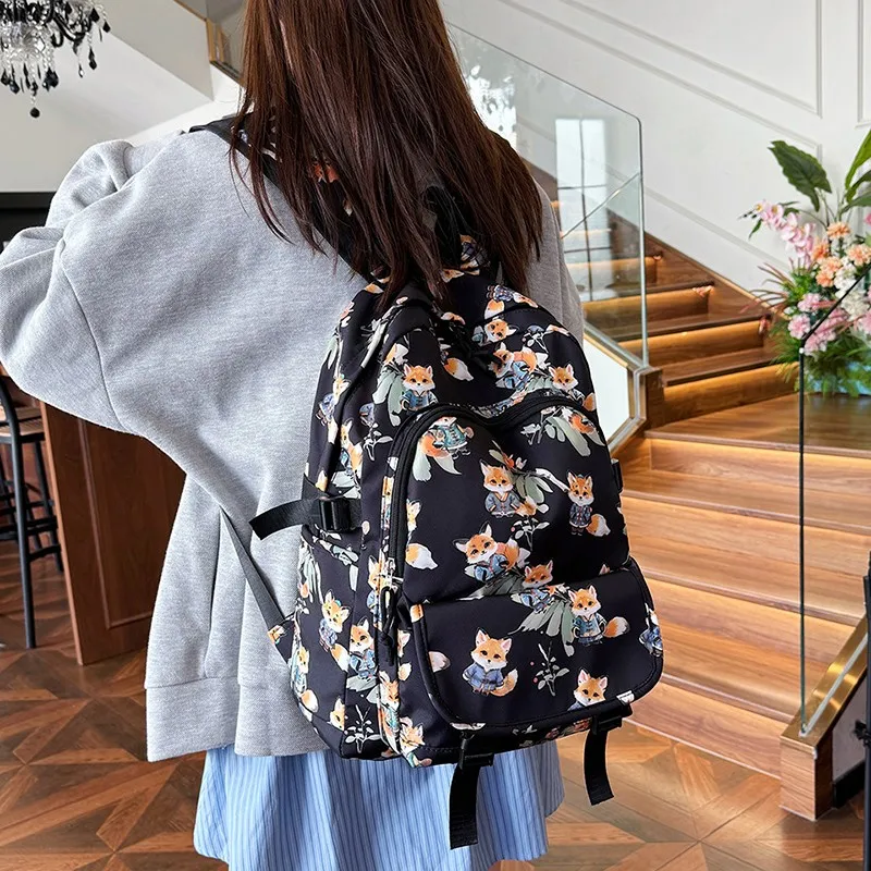 URBAN FOREST Nylon Backpack Unisex Brown/Pink/Beige/Green/Black-19