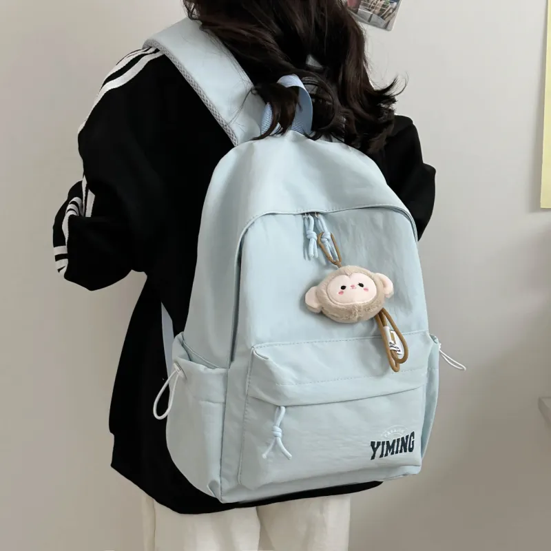 URBAN FOREST Nylon Backpack Unisex Pink/Light Blue/Burgundy/Black/White-8
