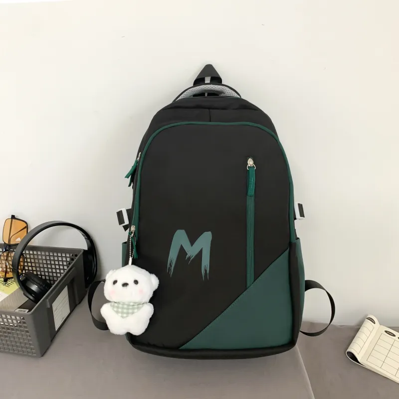 URBAN FOREST Composite Cloth Backpack Unisex Black/Purple/Green/Blue-3