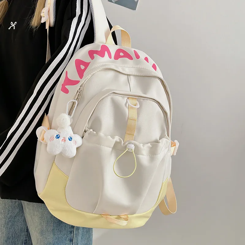 URBAN FOREST Nylon Backpack Unisex Yellow/Blue/Pink/Black/White-4