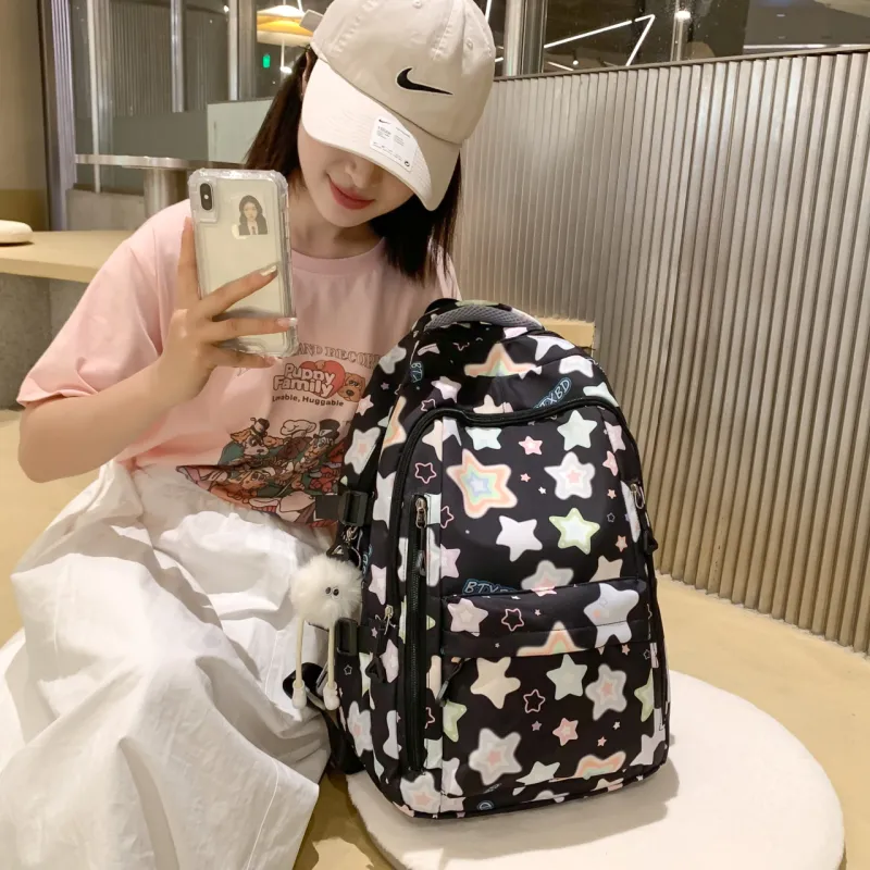 URBAN FOREST Nylon Backpack Regular Unisex Black/Yellow/Pink/White-1
