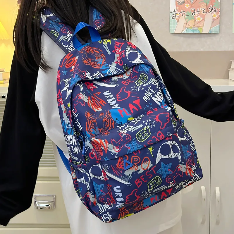 URBAN FOREST Polyester Backpack Regular Unisex White/Gray/Black/Blue-20
