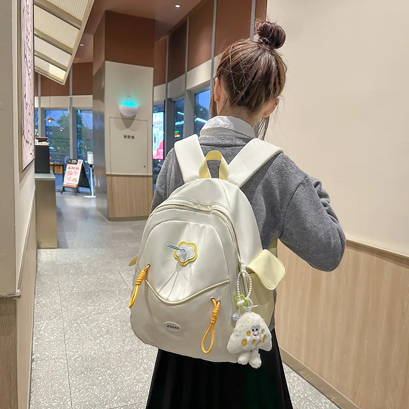 URBAN FOREST Nylon Backpack Unisex White/Black/Light Yellow/Sky Blue/Pink-1