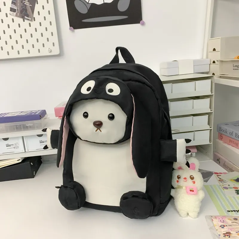 URBAN FOREST Nylon Backpack Regular Unisex Black/Pink/Dark Blue-1