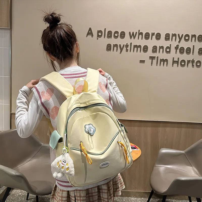 URBAN FOREST Nylon Backpack Unisex White/Black/Light Yellow/Sky Blue/Pink-10