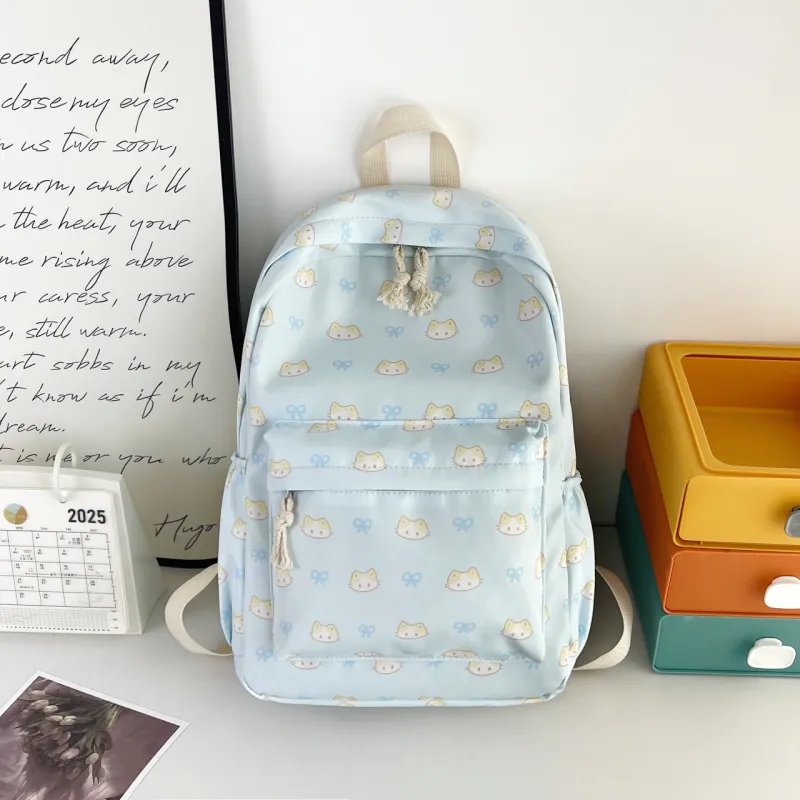 URBAN FOREST Nylon Backpack Unisex White/Pink/Yellow/Blue-19