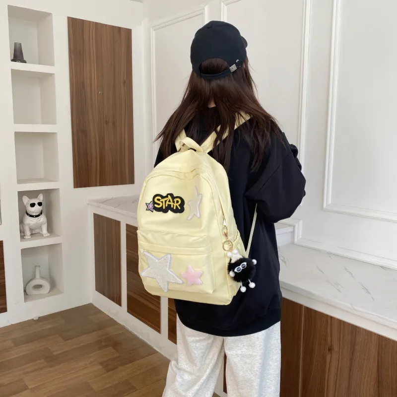 URBAN FOREST Canvas Backpack Unisex Yellow/Green/Pink/Black-6