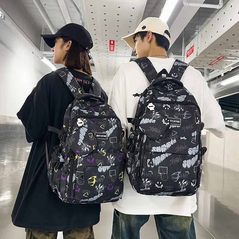 URBAN FOREST Nylon Backpack Unisex Red/Purple/Yellow/Green/Black-17