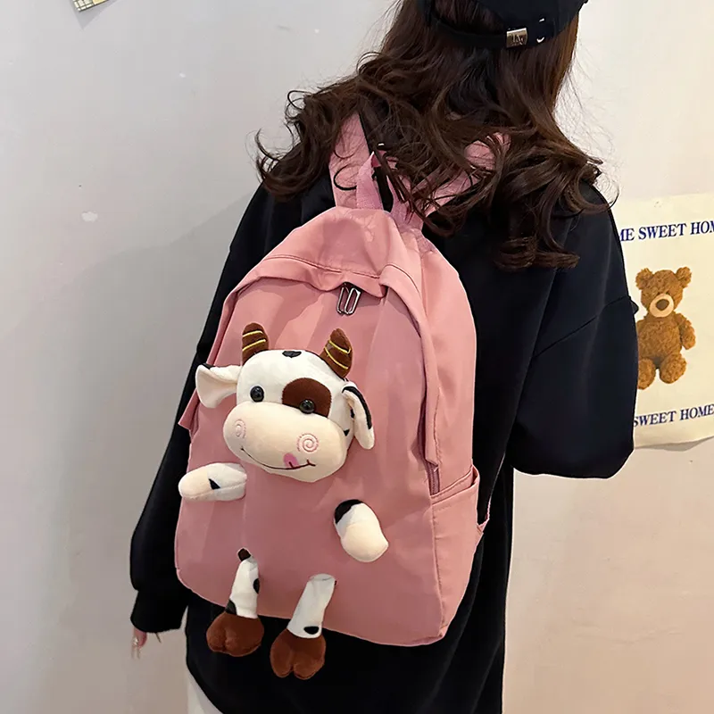 URBAN FOREST Nylon Backpack Unisex Blue/Pink/Black/White/Cow Color-11