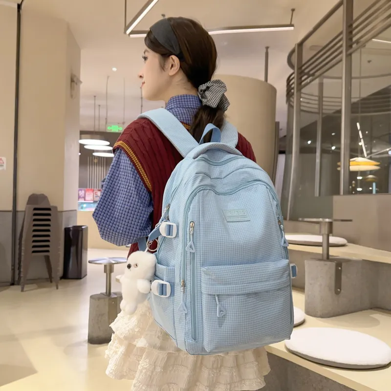 URBAN FOREST Nylon Backpack Unisex Ecru/Black/Pink/Light Purple/Yellow/Light Blue-28