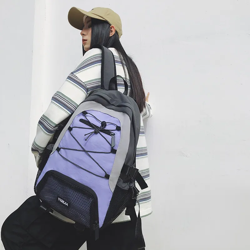 URBAN FOREST Nylon Backpack Unisex Light Green/Violet/Black/Ecru-9