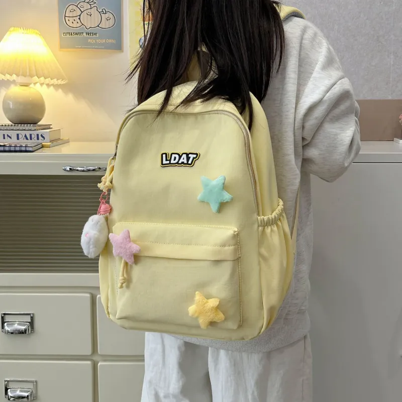 URBAN FOREST Nylon Backpack Unisex Purple/Yellow/Green/Blue/Pink/Black-4
