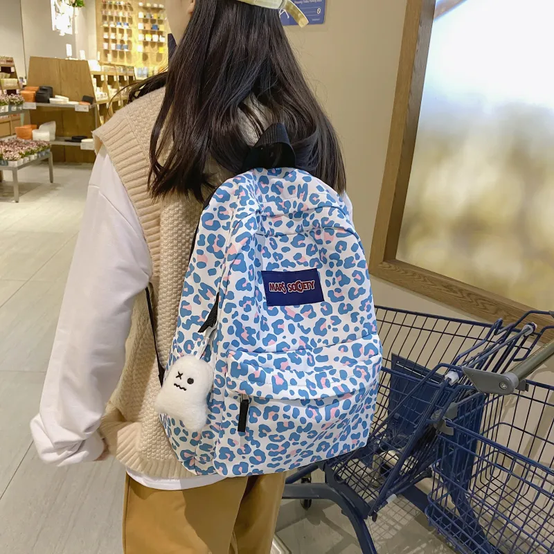URBAN FOREST Nylon Backpack Unisex Pink/Blue/Black-5