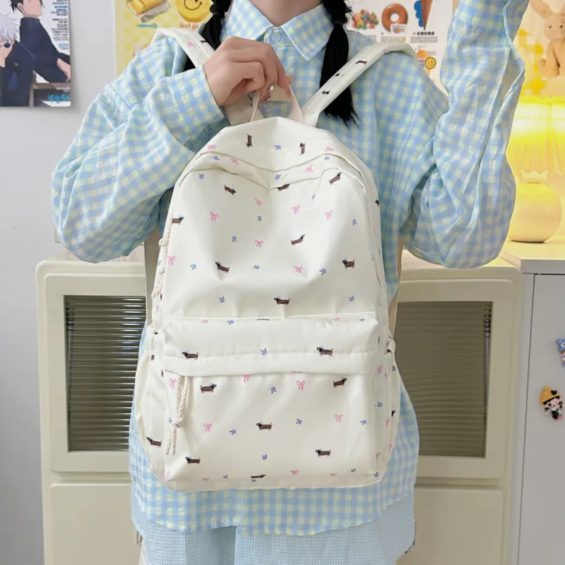 URBAN FOREST Nylon Backpack Unisex Dachshund/Floral Puppy-8