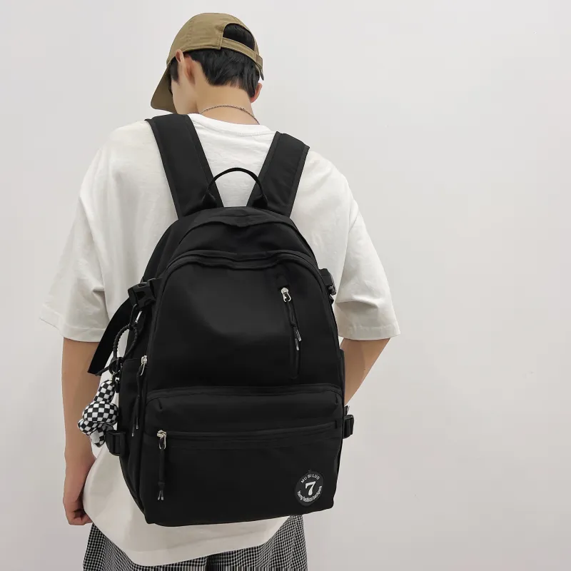 URBAN FOREST Nylon Backpack Unisex White/Black/Red/Pink-7