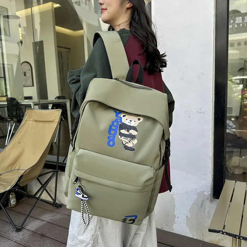 URBAN FOREST Nylon Backpack Unisex Army Green/Dark Blue/Gray/Yellow/Black-3