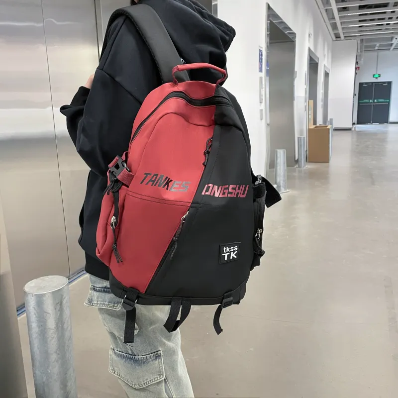 URBAN FOREST Nylon Backpack Unisex White/Red/Green/Blue-10