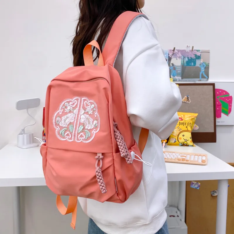 URBAN FOREST Nylon Backpack Unisex Green/Blue/Orange Red/Black/White-15