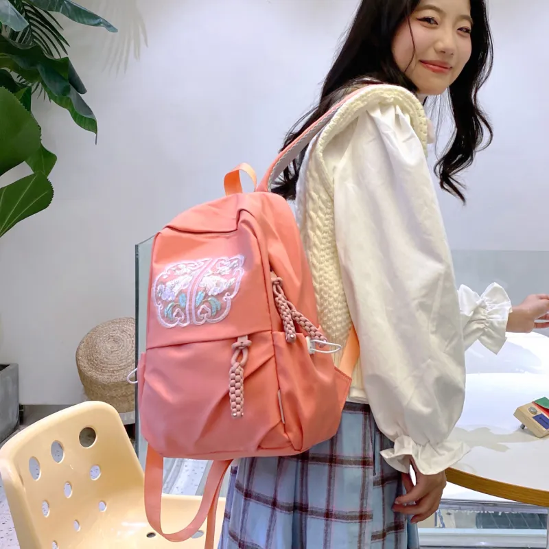 URBAN FOREST Nylon Backpack Unisex Green/Blue/Orange Red/Black/White-13