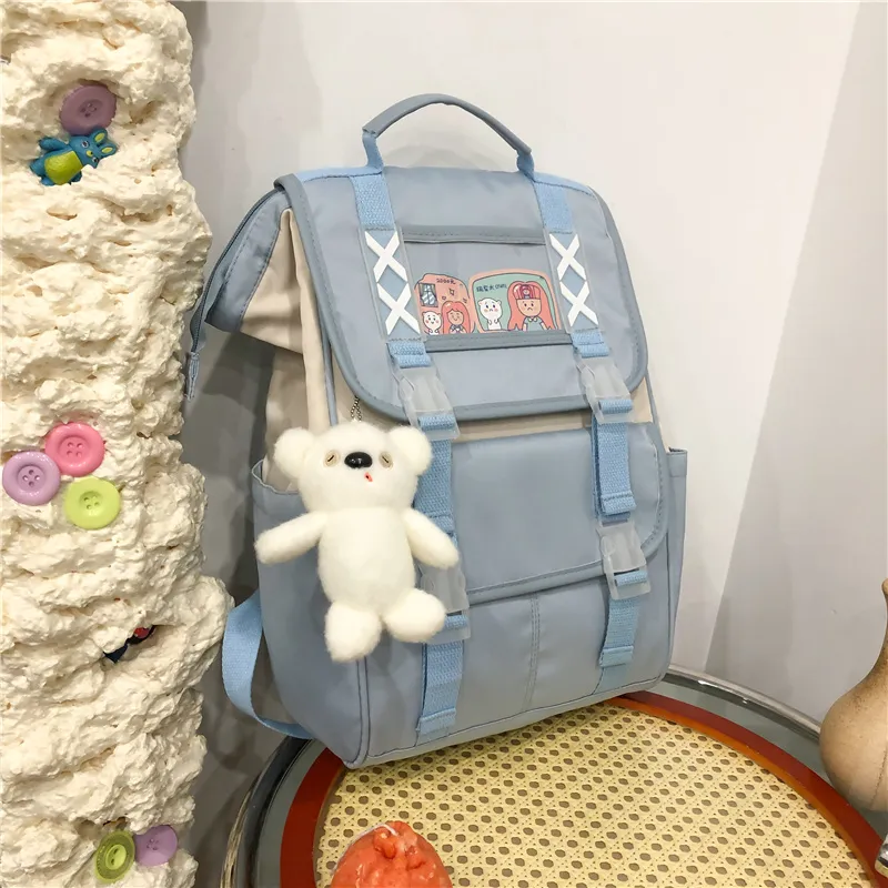 URBAN FOREST Nylon Backpack Regular Women's Black/Violet/Khaki/Light Green/Sky Blue-6