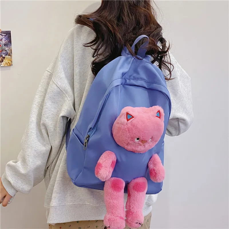 URBAN FOREST Nylon Backpack Women's White/Black/Khaki/Green/Blue/Pink-19