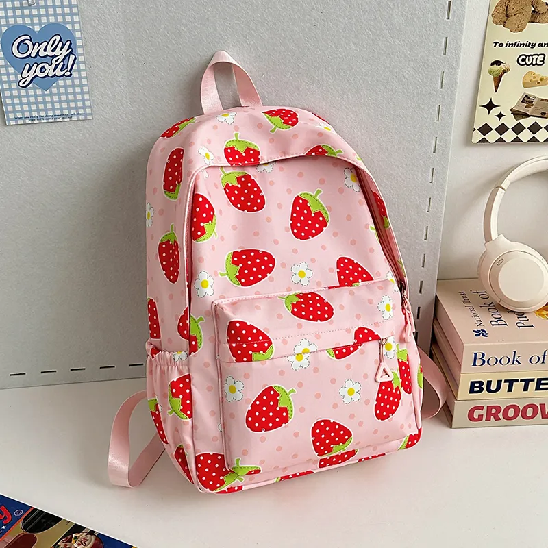 URBAN FOREST Nylon Backpack Unisex Heart Shaped/Strawberry Themed-6