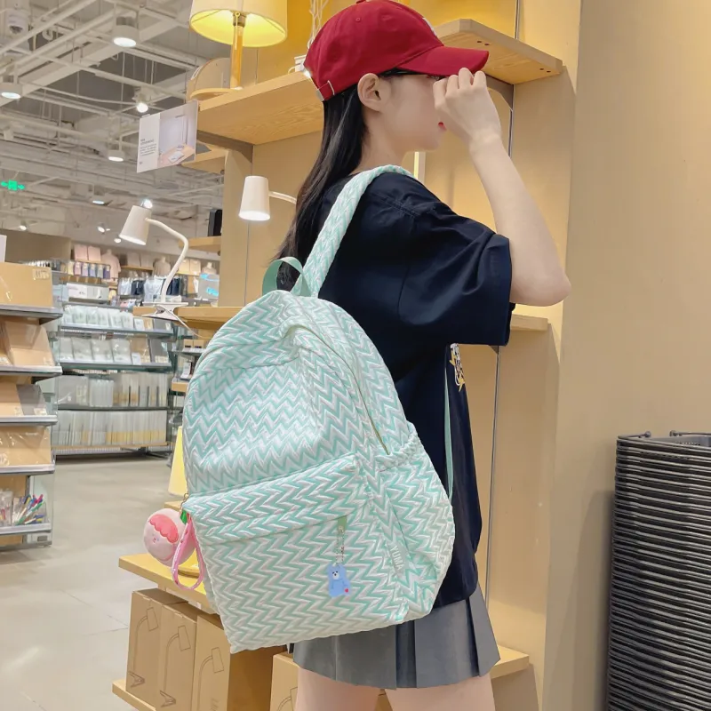URBAN FOREST Nylon Backpack Unisex Yellow/Light Green/Light Blue/Pink/Silver-11