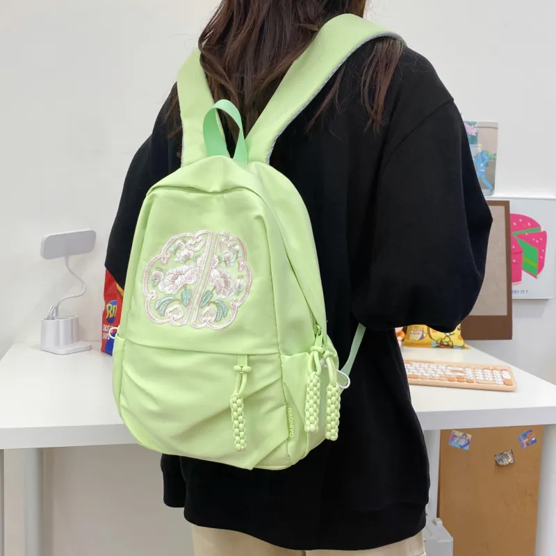 URBAN FOREST Nylon Backpack Unisex Green/Blue/Orange Red/Black/White-5