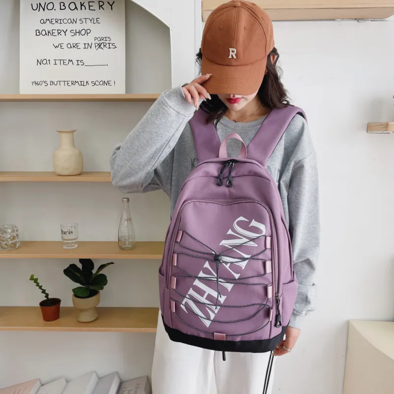 URBAN FOREST Nylon Backpack Unisex Blue/Green/Purple/Black-16