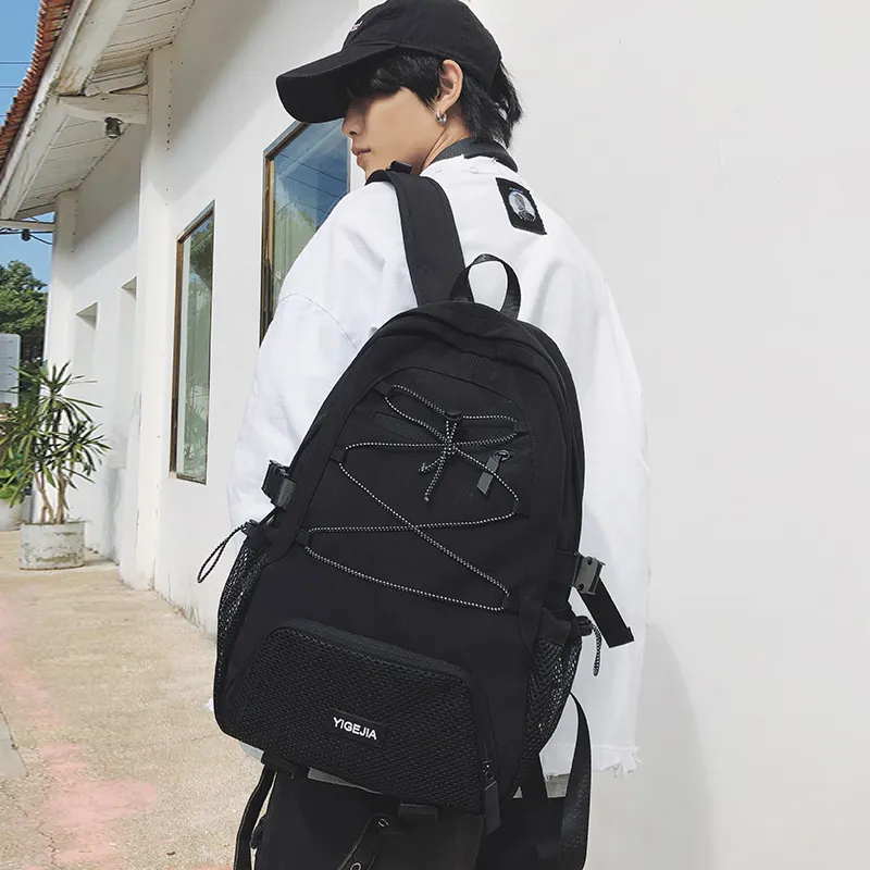 URBAN FOREST Nylon Backpack Unisex Light Green/Violet/Black/Ecru-14
