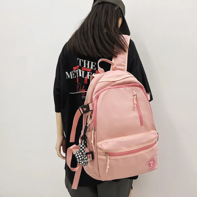 URBAN FOREST Nylon Backpack Unisex White/Black/Red/Pink-15