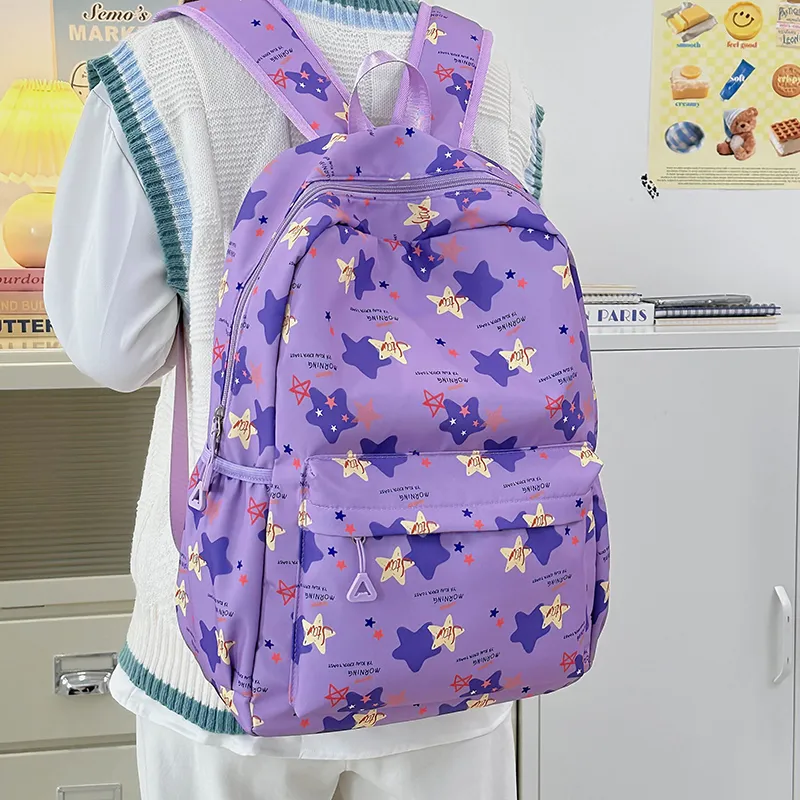 URBAN FOREST Nylon Backpack Unisex Purple/Khaki/Blue/Pink-5