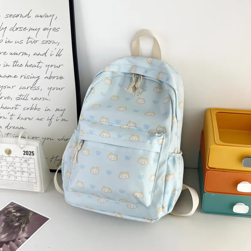 URBAN FOREST Nylon Backpack Unisex White/Pink/Yellow/Blue-21