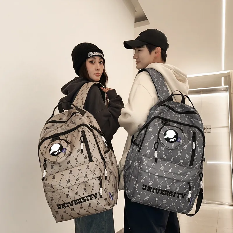 URBAN FOREST Nylon Backpack Unisex White/Gray/Black/Blue/Coffee-9