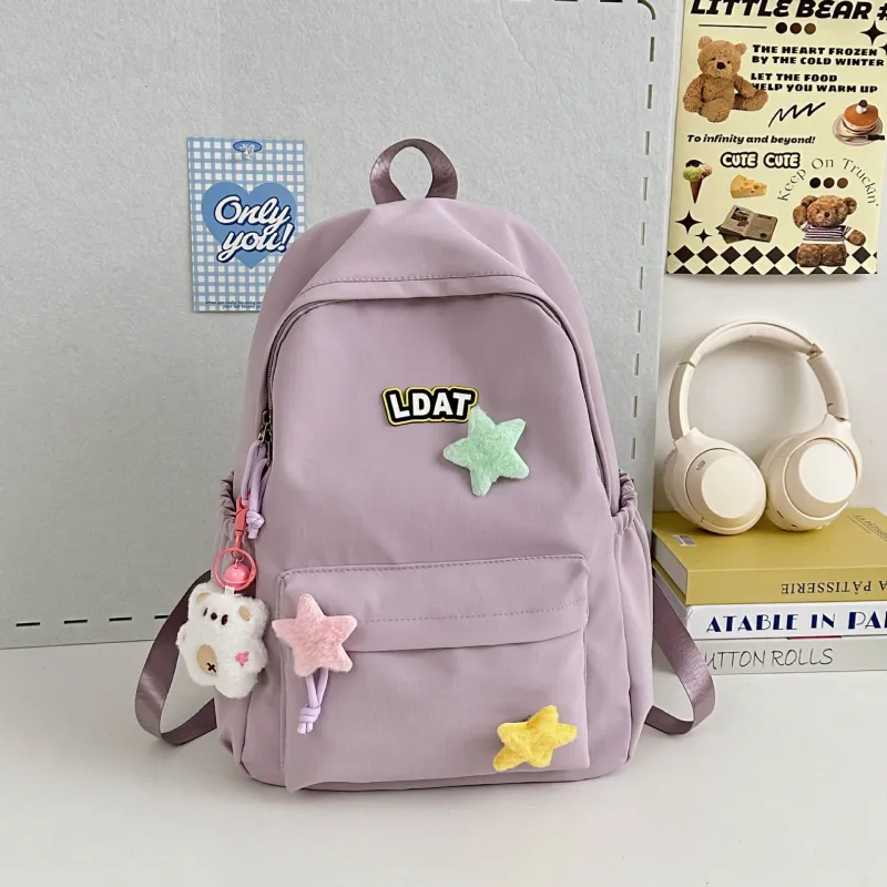 URBAN FOREST Nylon Backpack Unisex Purple/Yellow/Green/Blue/Pink/Black-1