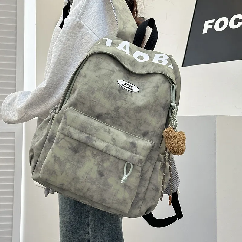URBAN FOREST Nylon Backpack Unisex White/Black/Burgundy/Green-18