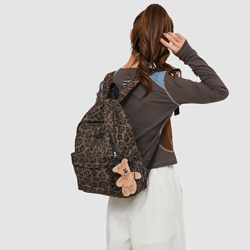 URBAN FOREST Oxford Backpack Unisex Purple/Orange/Dark Brown-11