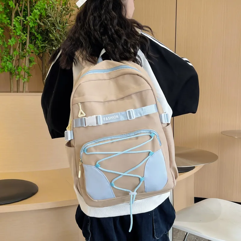 URBAN FOREST Nylon Backpack Unisex White/Violet/Ginger Yellow/Emerald Green-11