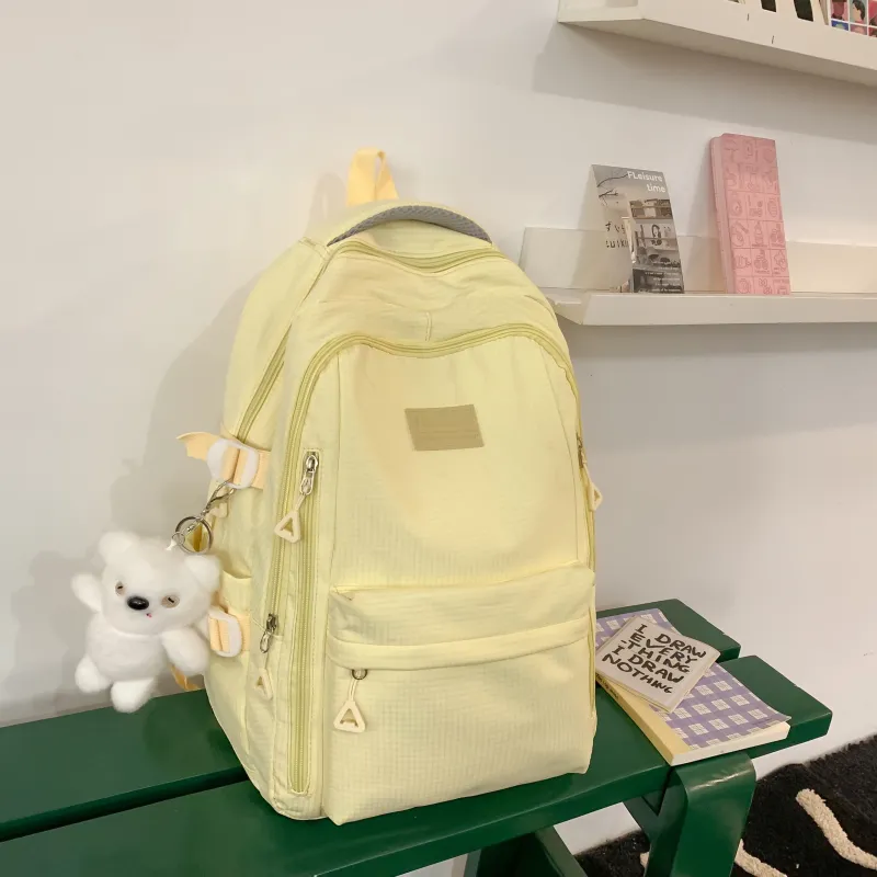 URBAN FOREST Nylon Backpack Unisex Ecru/Black/Pink/Light Purple/Yellow/Light Blue-21
