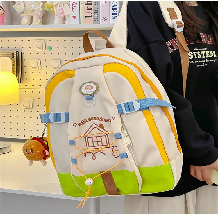 URBAN FOREST Nylon Backpack Regular Unisex White & Pink Blue/White & Yellow Blue/White & Yellow Green Black-14