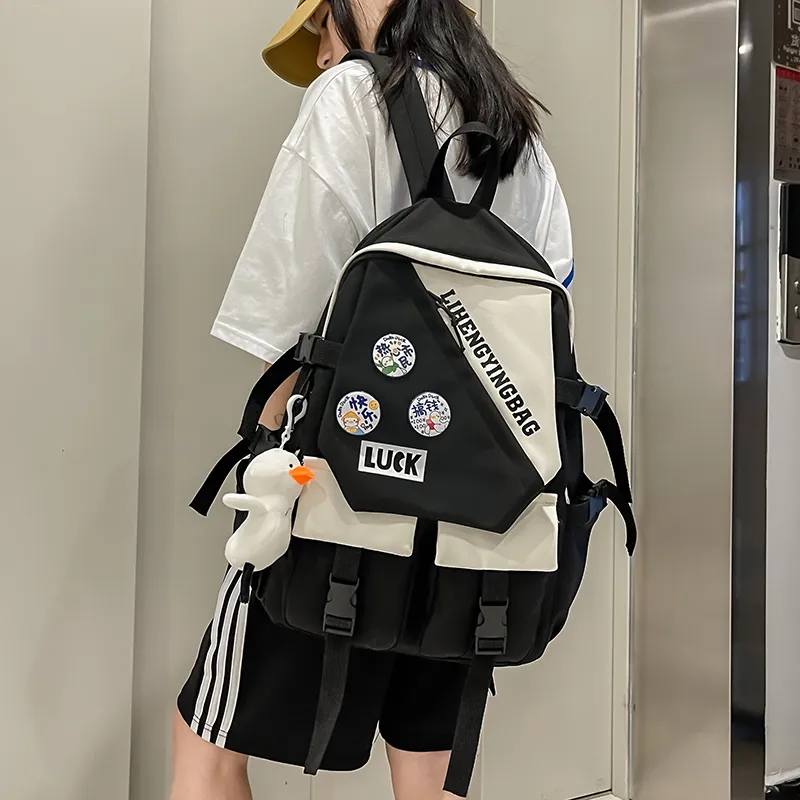 URBAN FOREST Nylon Backpack Unisex White/Black/Purple/Blue-10