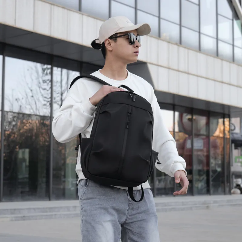 URBAN FOREST Nylon Backpack Unisex Dark Gray, Black-8