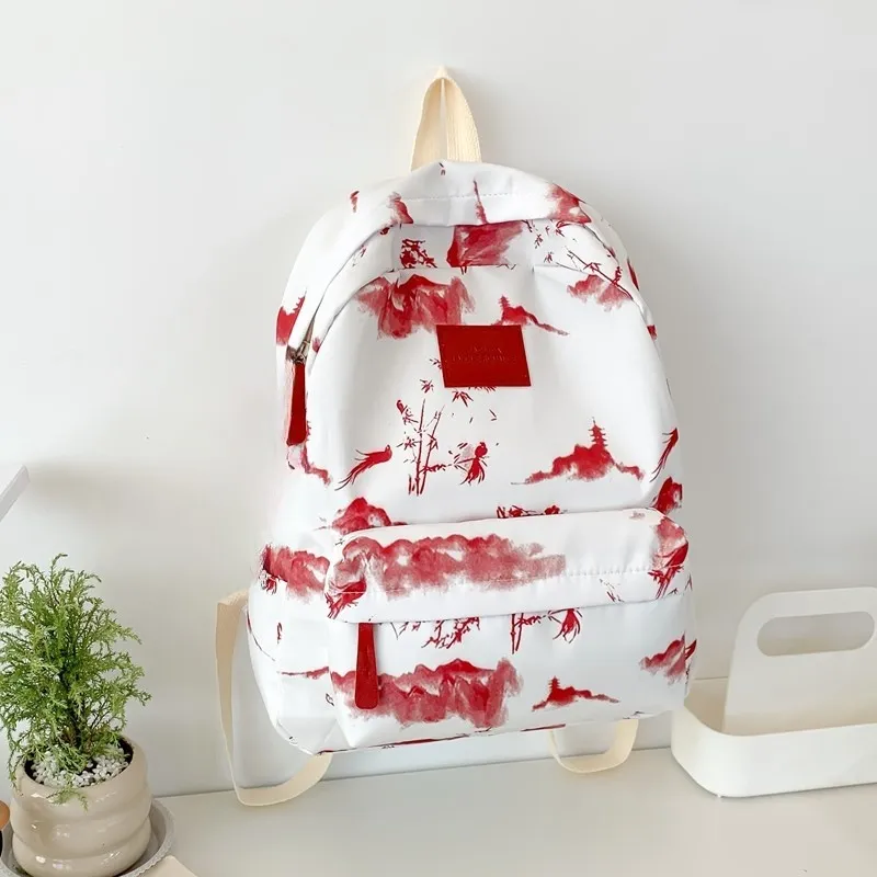 URBAN FOREST Composite Cloth Backpack Unisex Gray/Pink/Red/Green-13